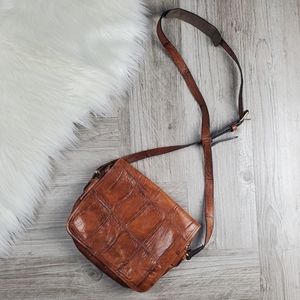 Joan and David Vintage brown leather crossbody bag